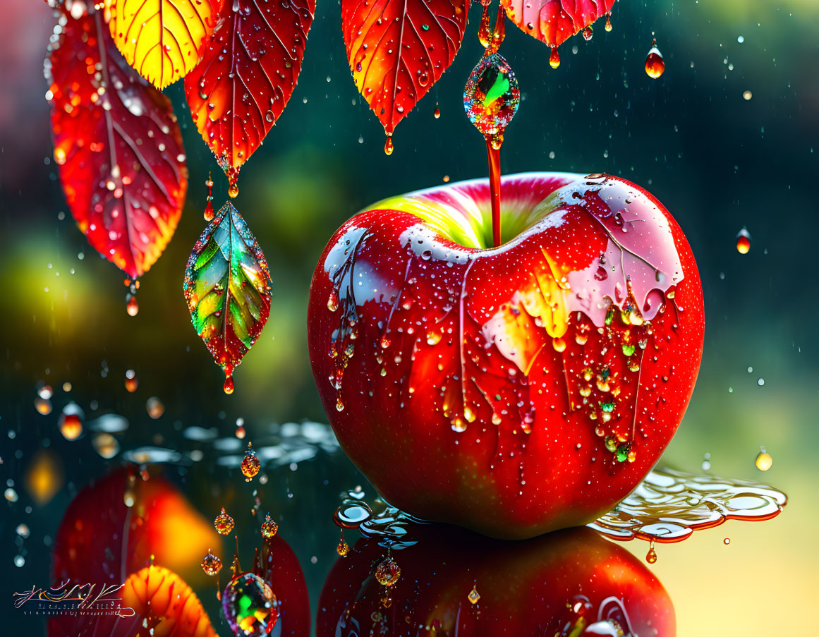 Succulent Apple in the Rain