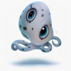 Blue and White Octopus 3D Illustration with Expressive Eyes