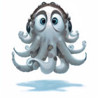 Stylized octopus character with expressive eyes on light background