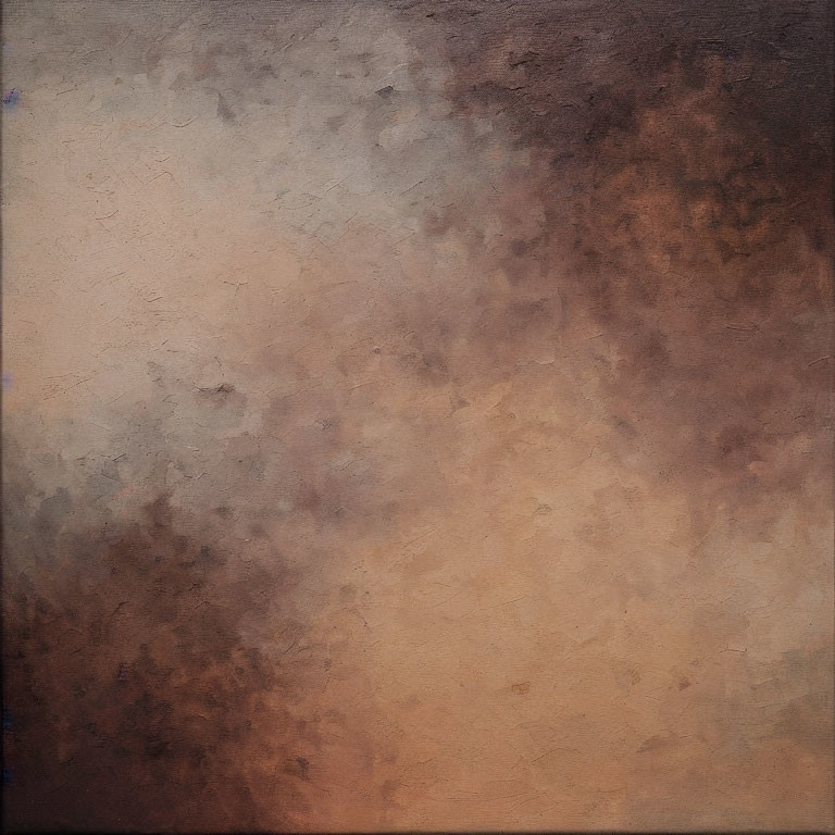 Textured abstract painting: Warm beige to dark brown gradient