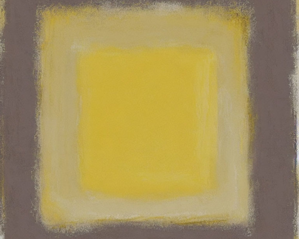Abstract painting with concentric squares in yellow, beige, and brown shades