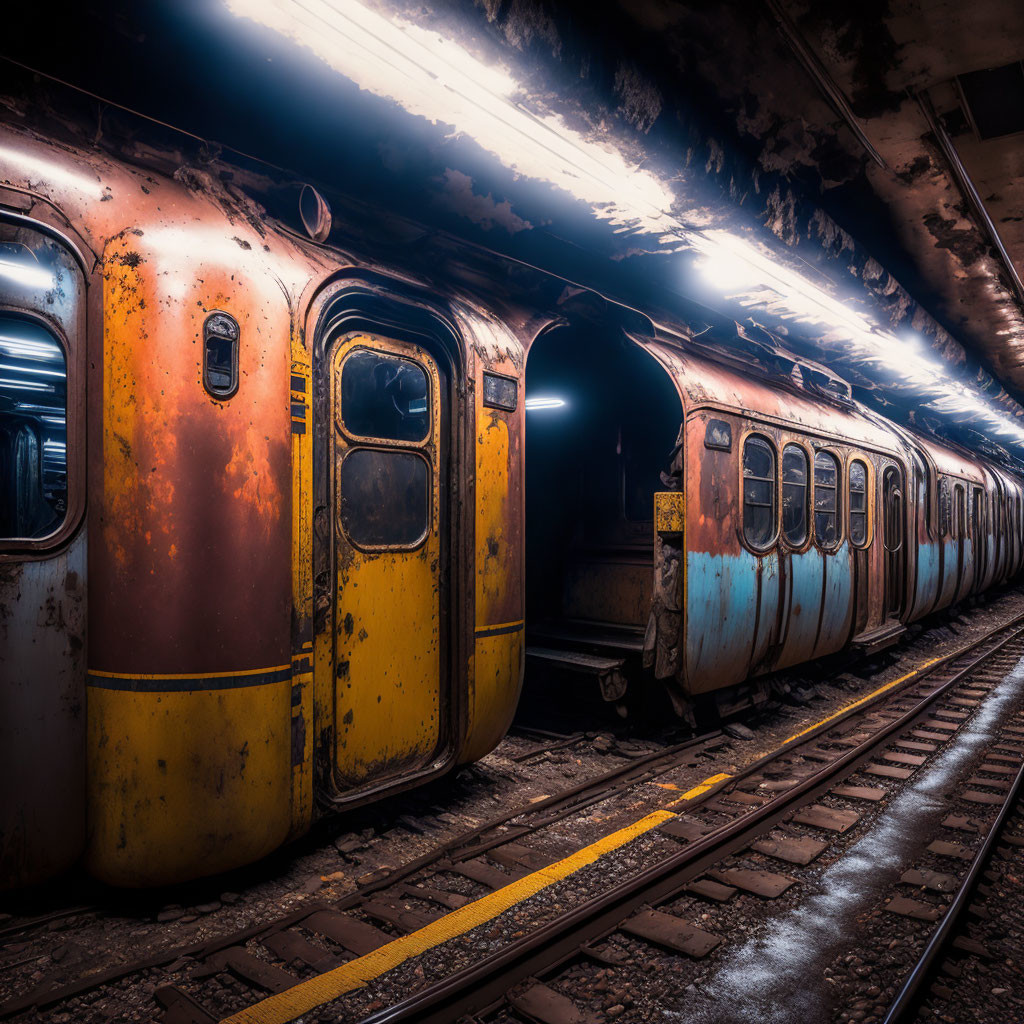 Abandoned Subway Train and Tunnel