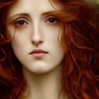 Vibrant Red-Haired Woman with Blue Eyes and Fair Skin Portrait