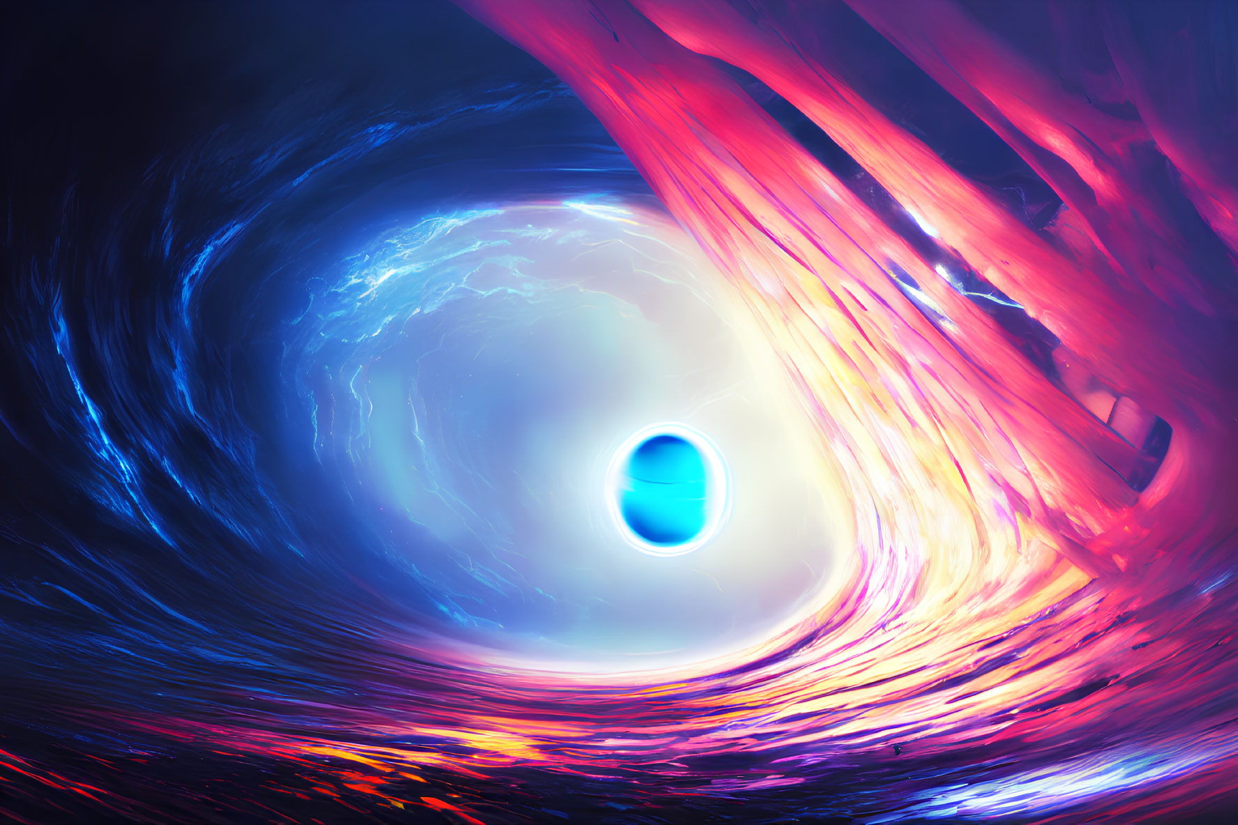 Colorful digital art of blue and pink cosmic vortex with dynamic light effects