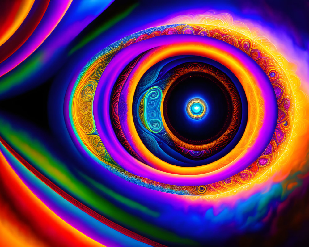Colorful Fractal Art: Swirling Patterns in Red and Blue