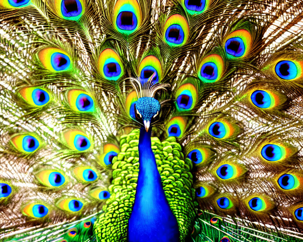Colorful Peacock with Vibrant Blues and Greens