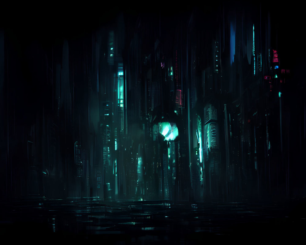 Futuristic Cyberpunk Cityscape with Neon Lights