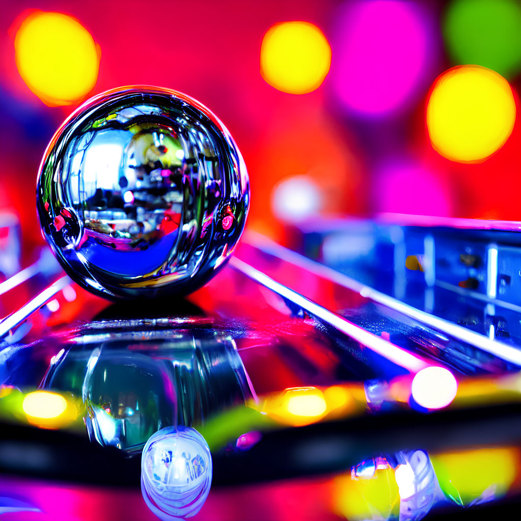 Vibrant Colors Reflected in Crystal Ball on Glossy Surface