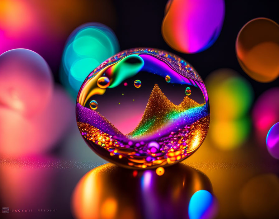Colorful Crystal Ball with Bokeh Effect: Abstract and Vibrant Scene