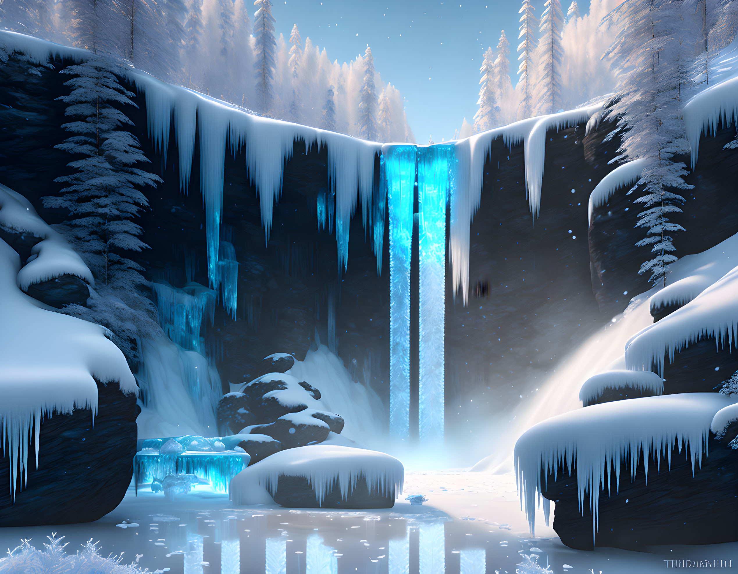 A frozen waterfall