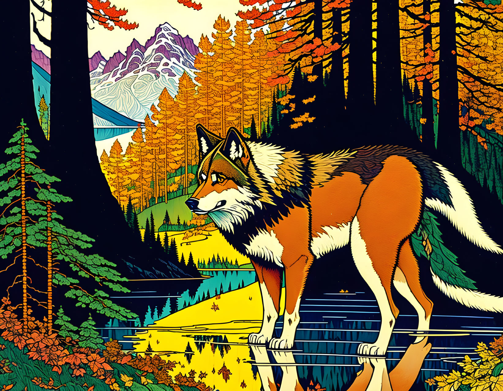 wild wolf, autumn forest
