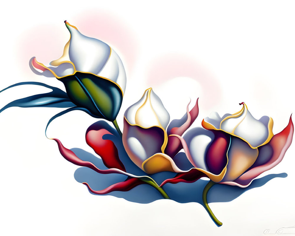Colorful Calla Lilies Illustration with Smooth Gradients on Off-White Background