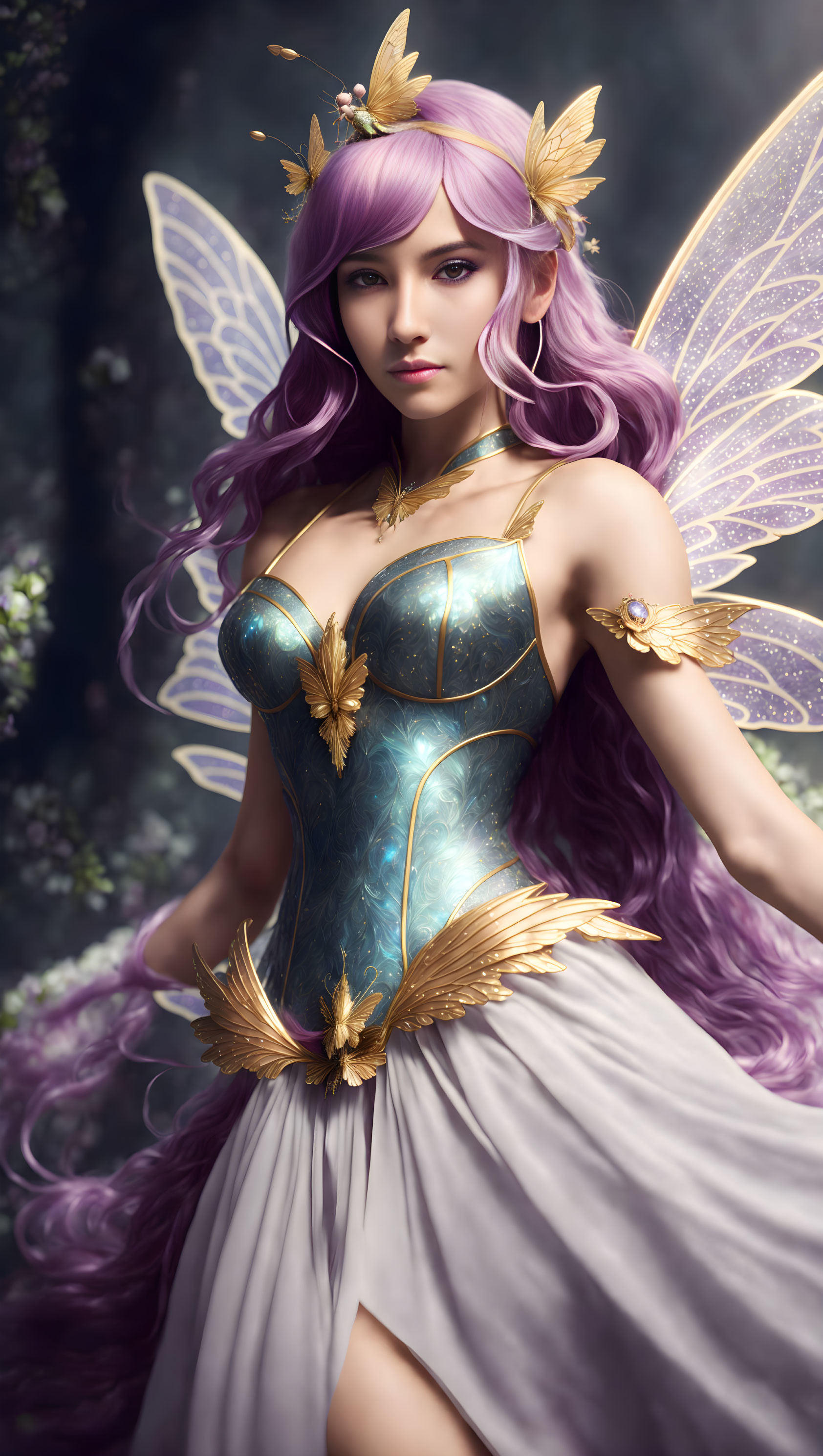 Fairy warrior with Orchid hair