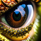 Detailed Close-up of Vibrant Green Eye with Textured Scales