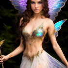 Fairy costume with iridescent wings and jeweled bodice