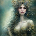 Ethereal woman with golden headdress and armor