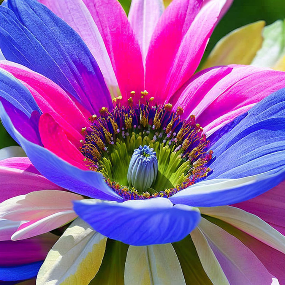 Multicolored Flower with Detailed Center and Stamens
