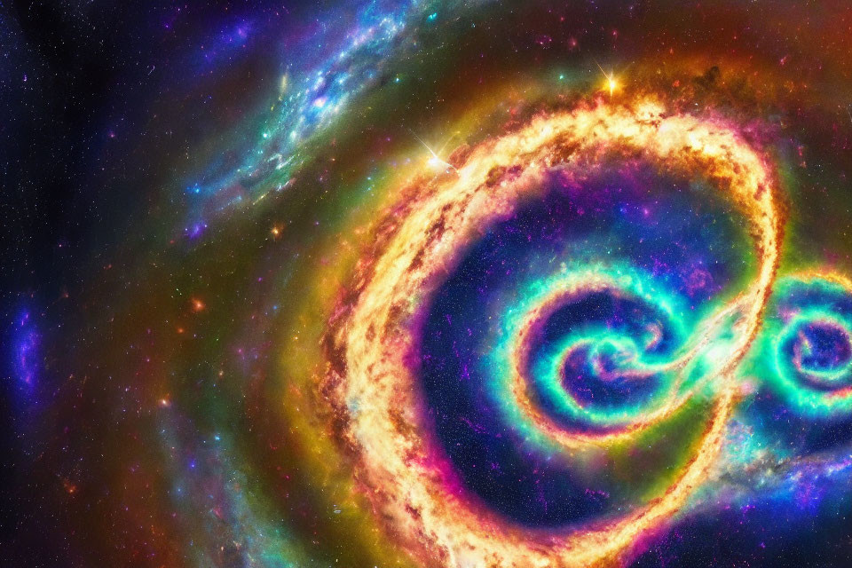 Swirling Galaxy Patterns in Vivid Cosmic Colors
