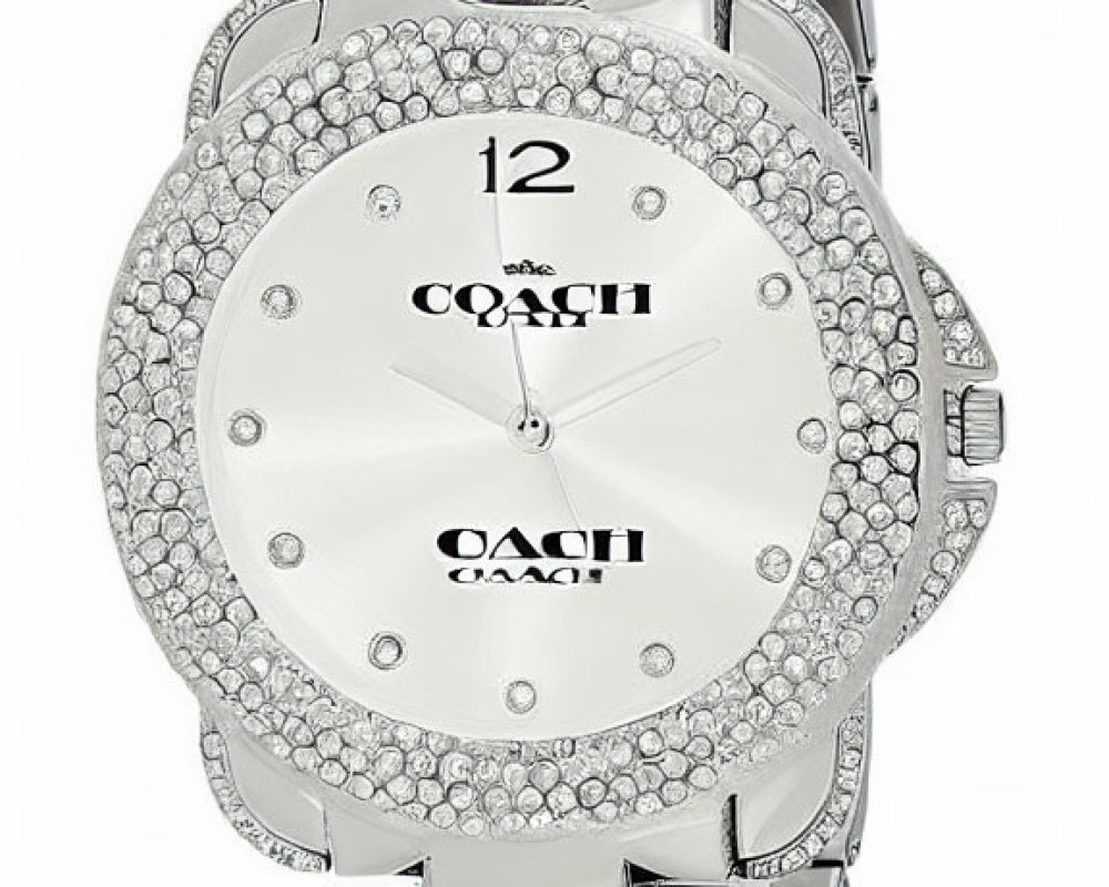 Silver-tone Wristwatch with White Dial and Sparkling Embellishments