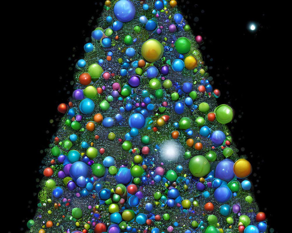 Vibrant Christmas tree baubles on dark background