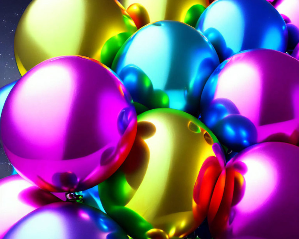Colorful Cluster of Glossy Balloons for Party Celebration