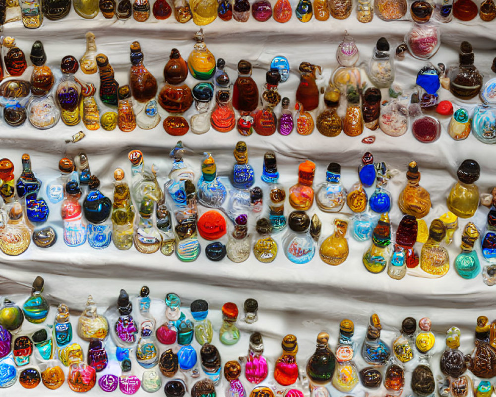 Vibrant Glass Bottles in Various Shapes and Sizes