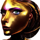 Person with Golden Makeup and Metallic Headdress Portrait