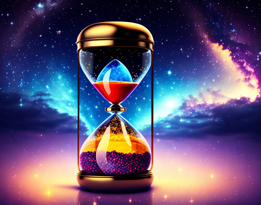 Colorful Cosmic Hourglass with Nebulas and Stars