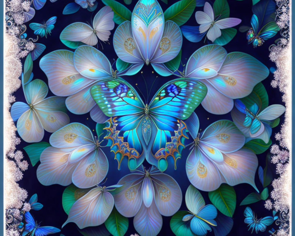 Intricate Butterfly Mandala Pattern on Dark Background