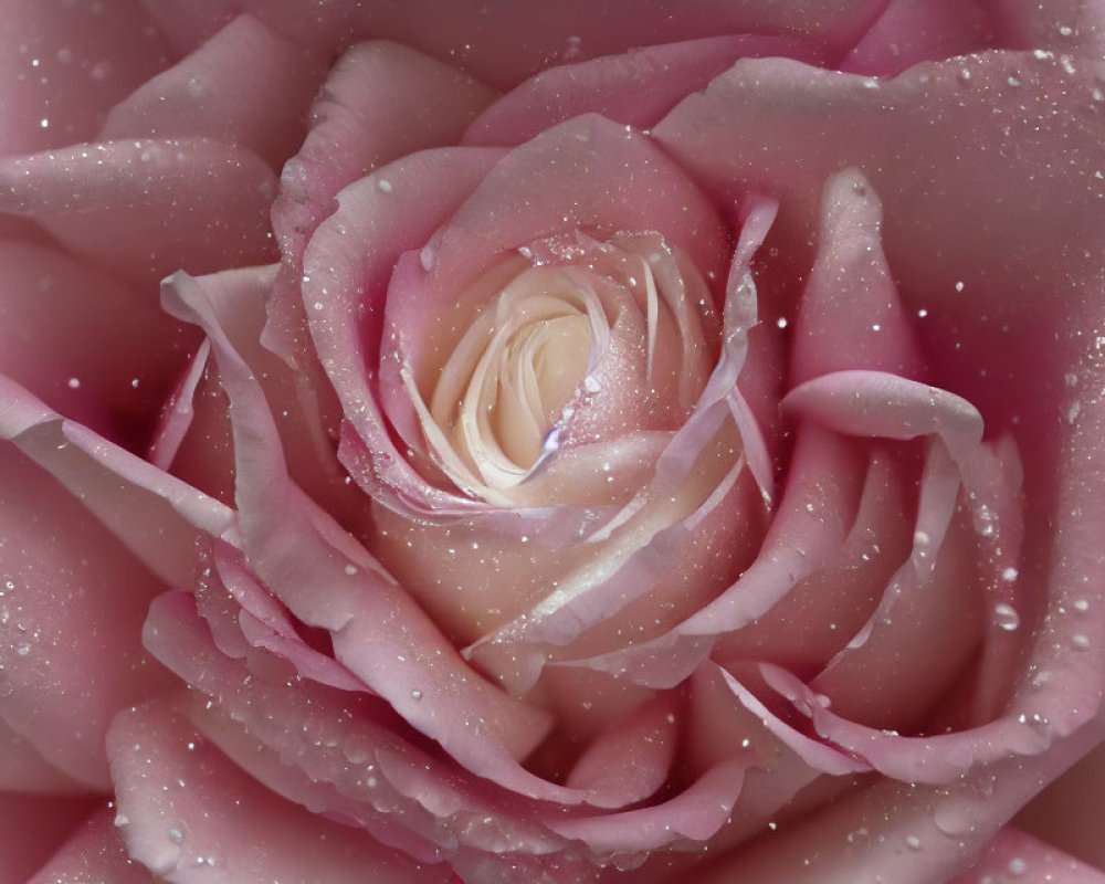 Pink Rose with Water Droplets: Close-Up View