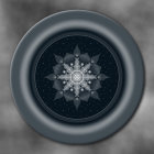 Circular Fractal Image with Pearl-like Spheres on Dark Background