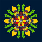 Vibrant Multicolored Flowers on Deep Blue Background