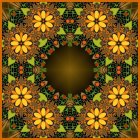 Autumn leaves painting with yellow, orange, and green shades and twining vines