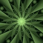Abstract green fractal octopus with intricate patterns and circles