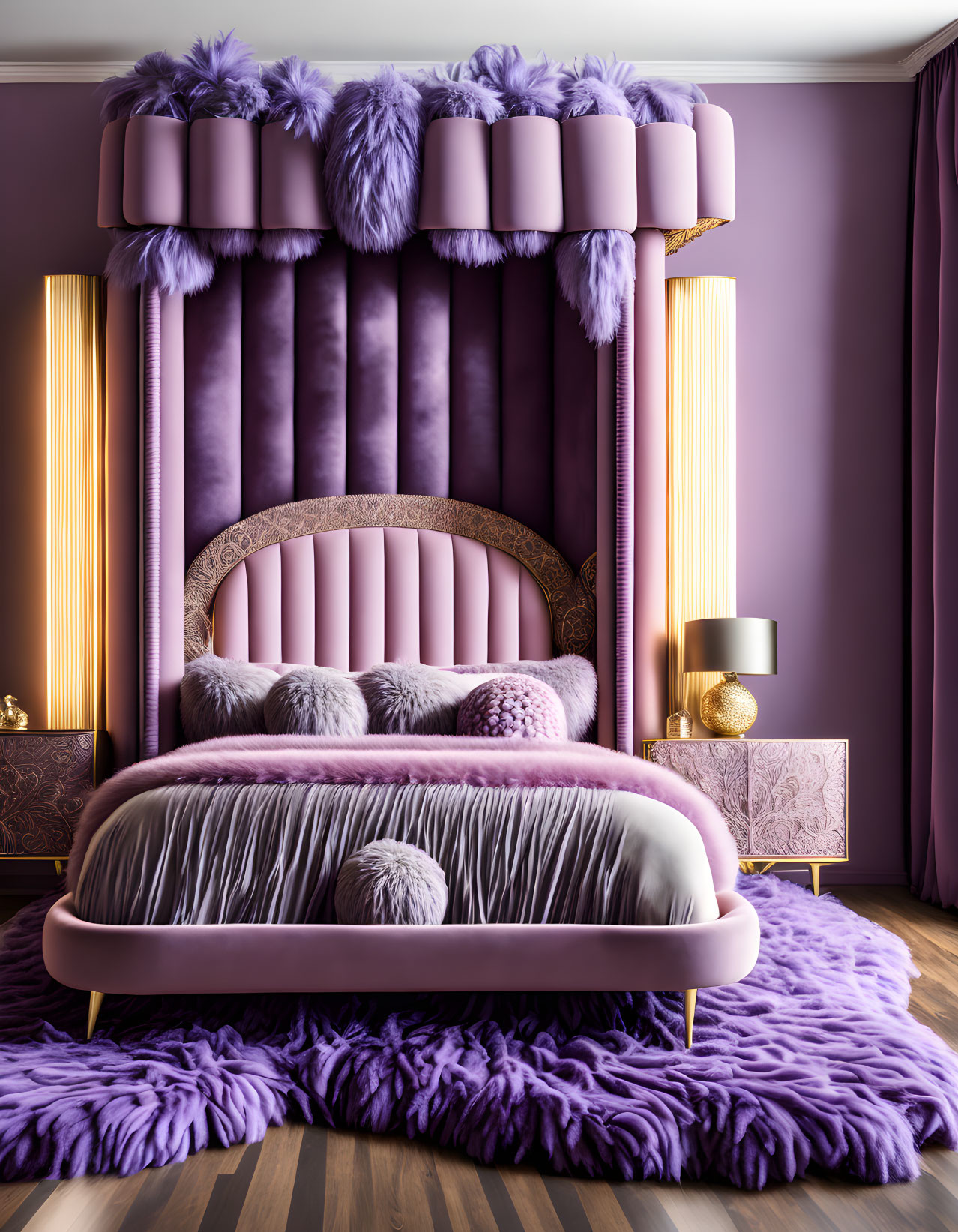 mid-century modern muppet mauve canopy bed