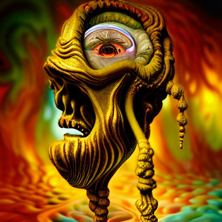Abstract Surreal Figure with Single Eye in Vibrant Digital Art