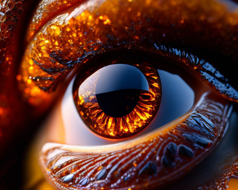 Detailed Close-Up of Human Eye with Golden Brown Iris