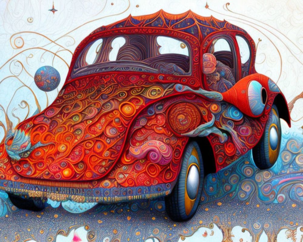 Vibrant Psychedelic Volkswagen Beetle Artwork