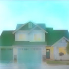 Blurred Image of Large Two-Story House with Porch