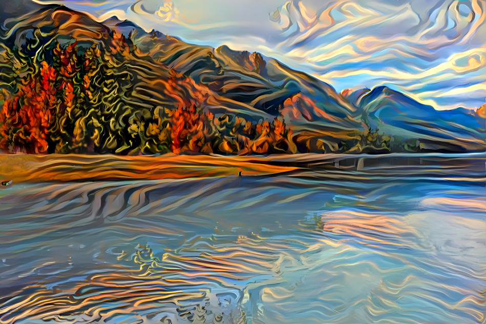 Alaskan lake and mountains 