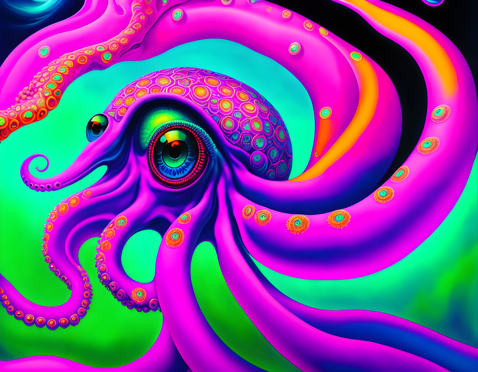 Colorful Stylized Octopus Artwork with Psychedelic Patterns