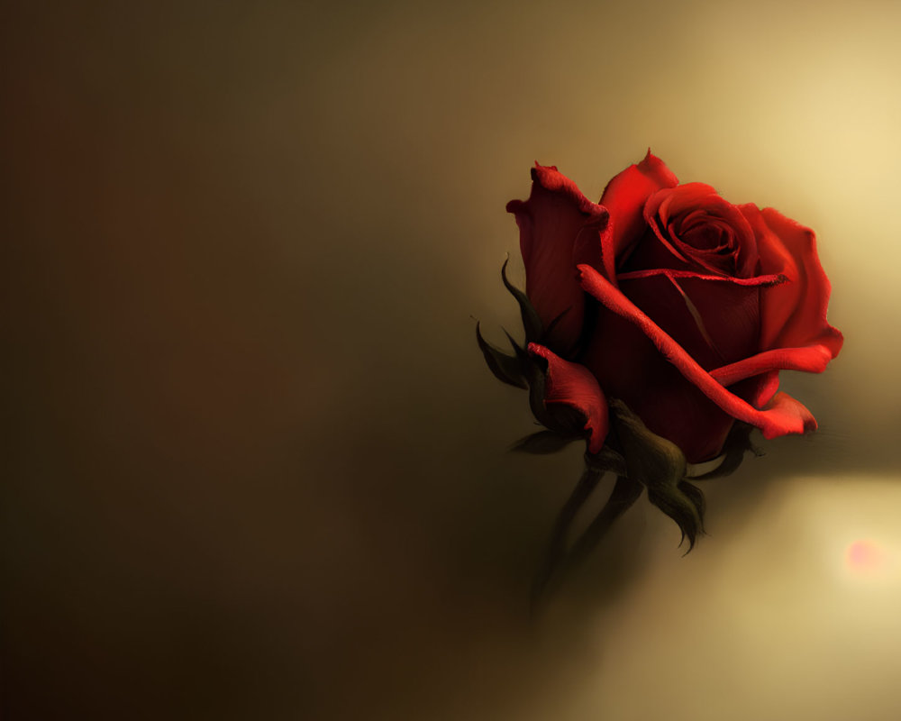 Vibrant Red Rose on Dark Background for Romantic Feel
