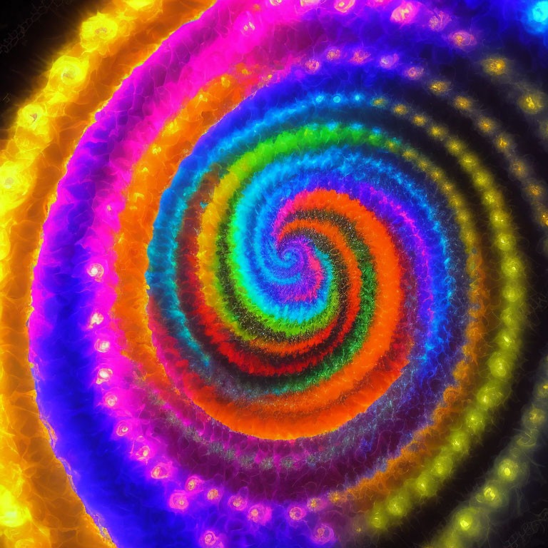 Colorful Swirling Fractal Pattern with Radiating Concentric Circles