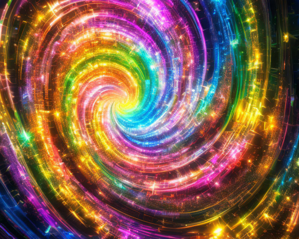 Colorful Swirl Digital Art with Neon Lights