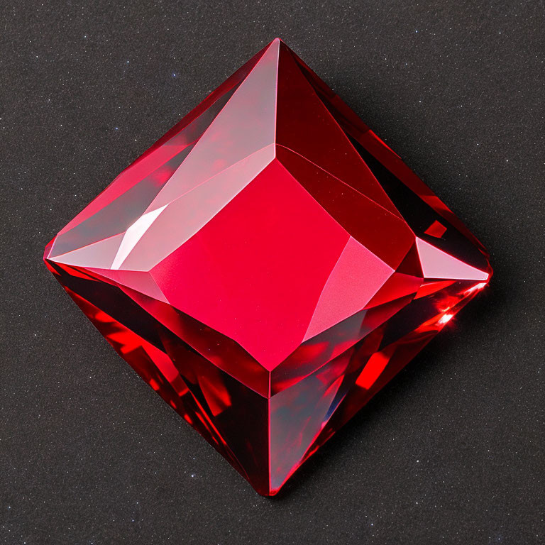 Faceted Red Gemstone on Dark Background