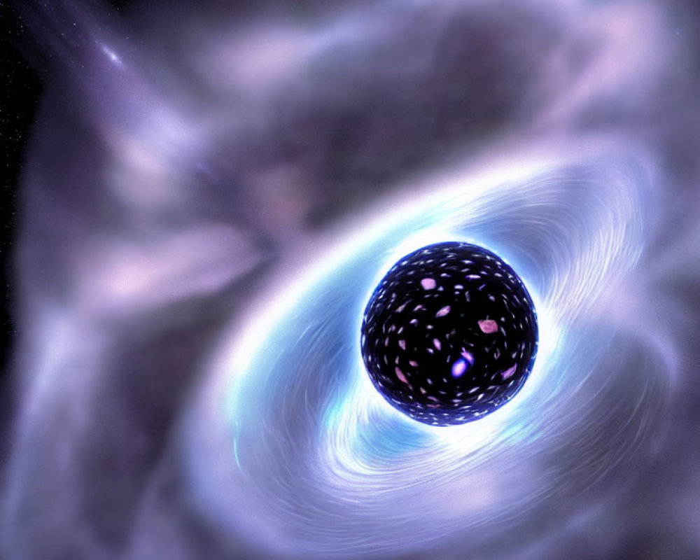 Digital Artwork: Black Hole with Bright Accretion Disk in Starry Space