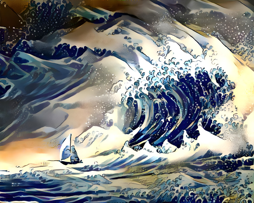 sailing with freak wave - japanese tsunami style
