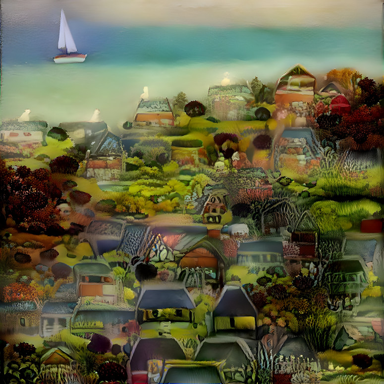 Houses on hills, citrus fields beyond the sea