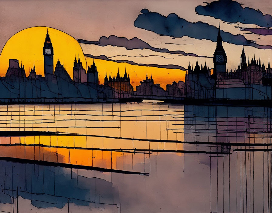 Sunset over London