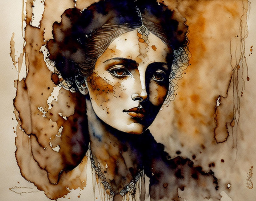 Portrait in coffee and ochre